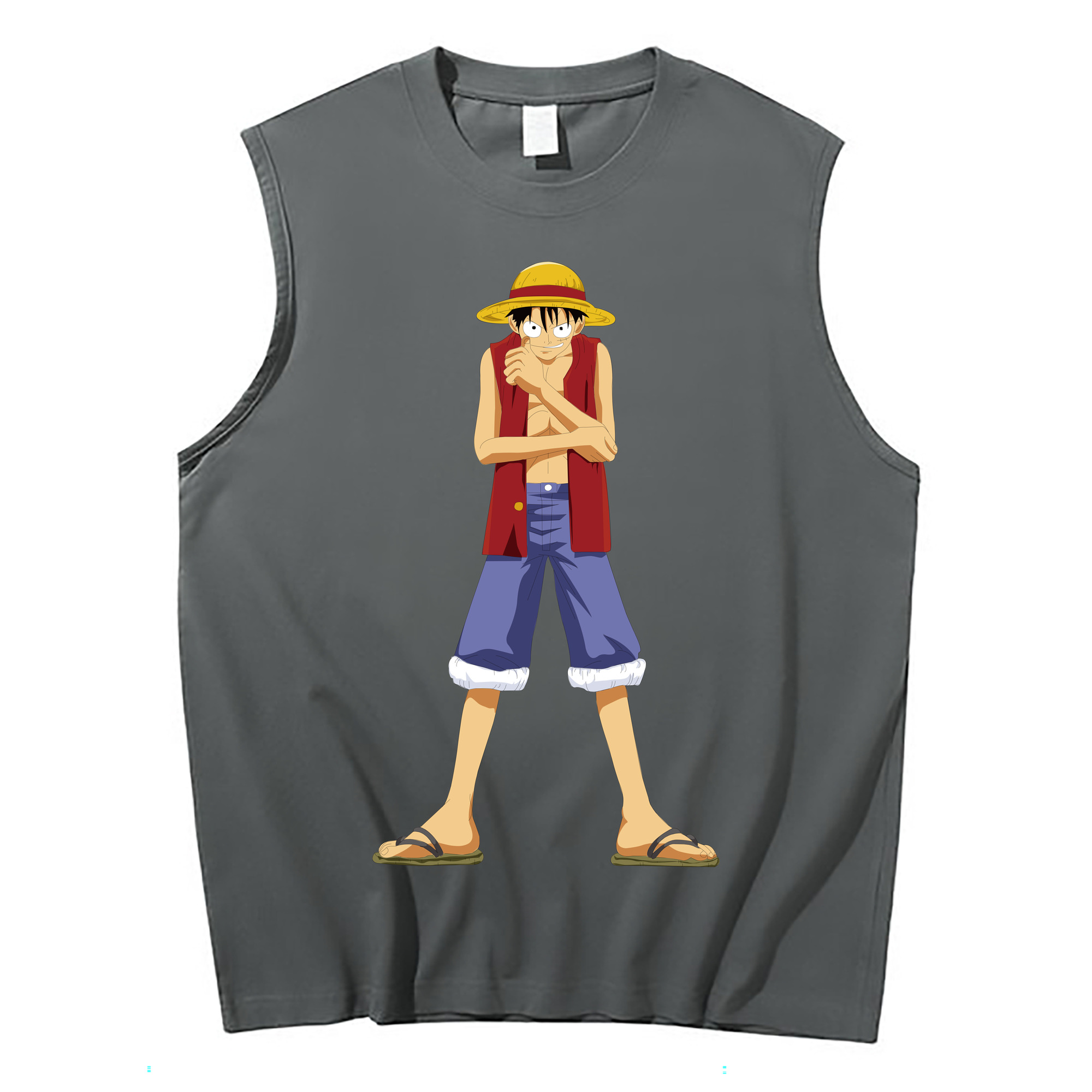 ワンピース モンキー・D・ルフィ ONE PIECE Monkey D. Luffy コットン100％タンクトップ（フロントプリント）